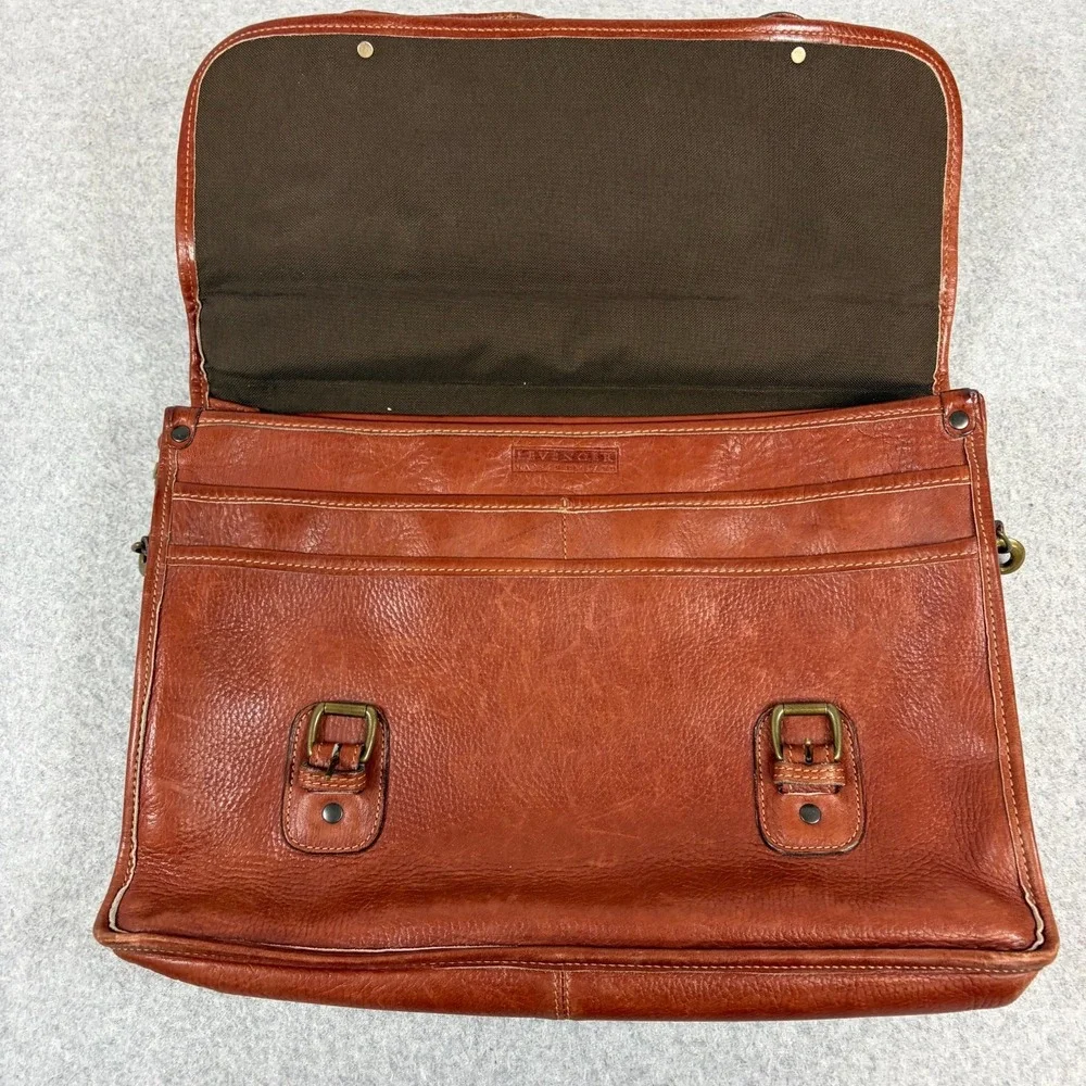 Levenger Tusting Clipper Full Grain Leather Messenger Briefcase Made In England